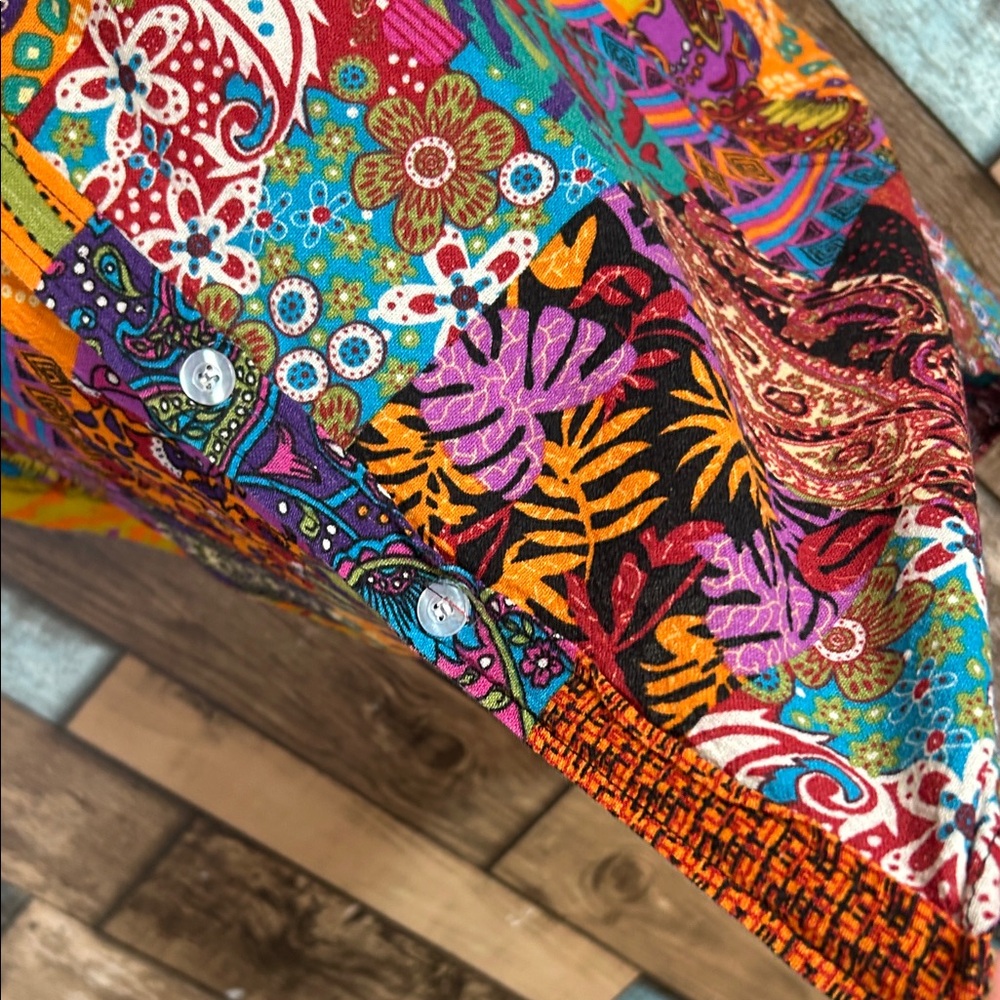 Patchwork Button-Down Shirt in Multicolor vintage - image 12